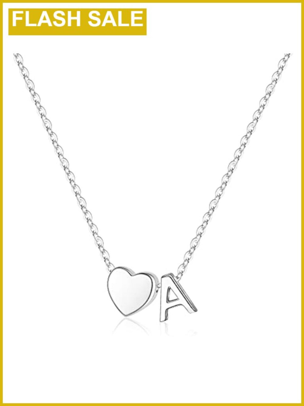 S925 Sterling Silver Heart Initial Necklace 16in with Extender